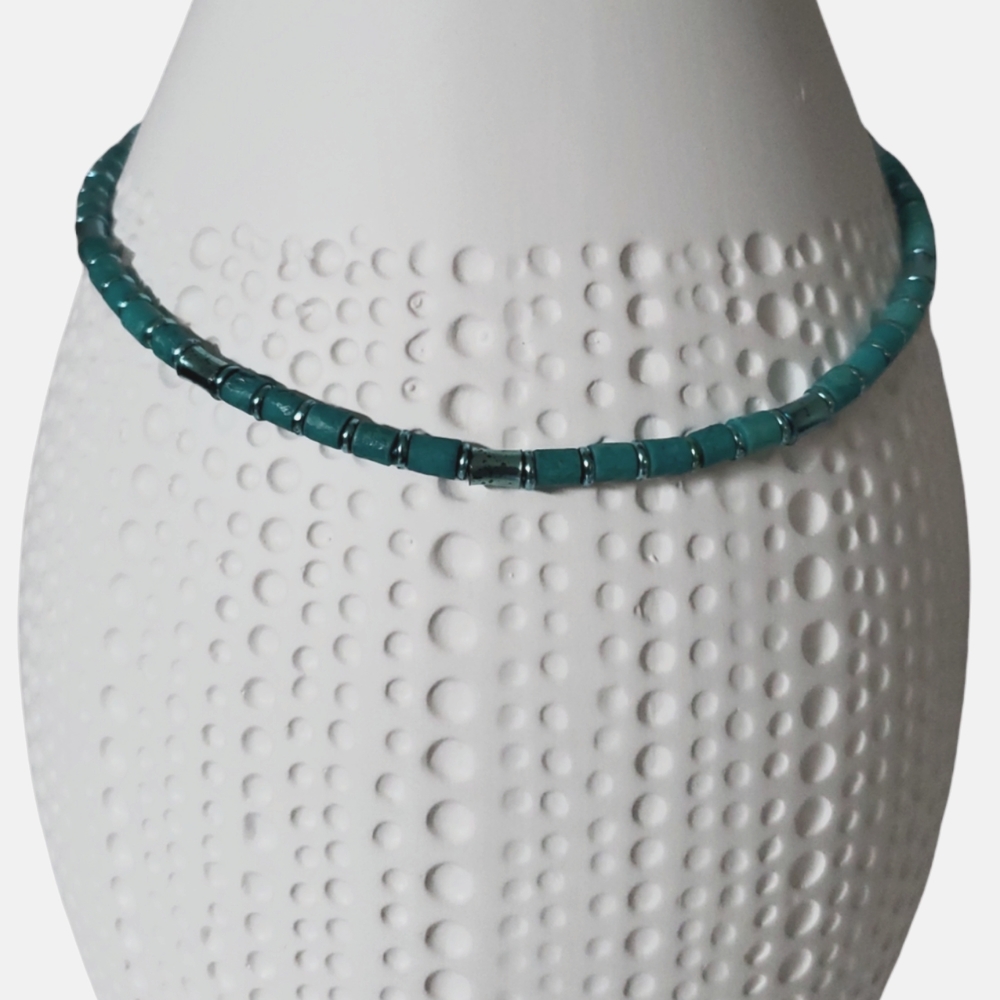 Vintage European Teal/Turquoise Beaded Necklace